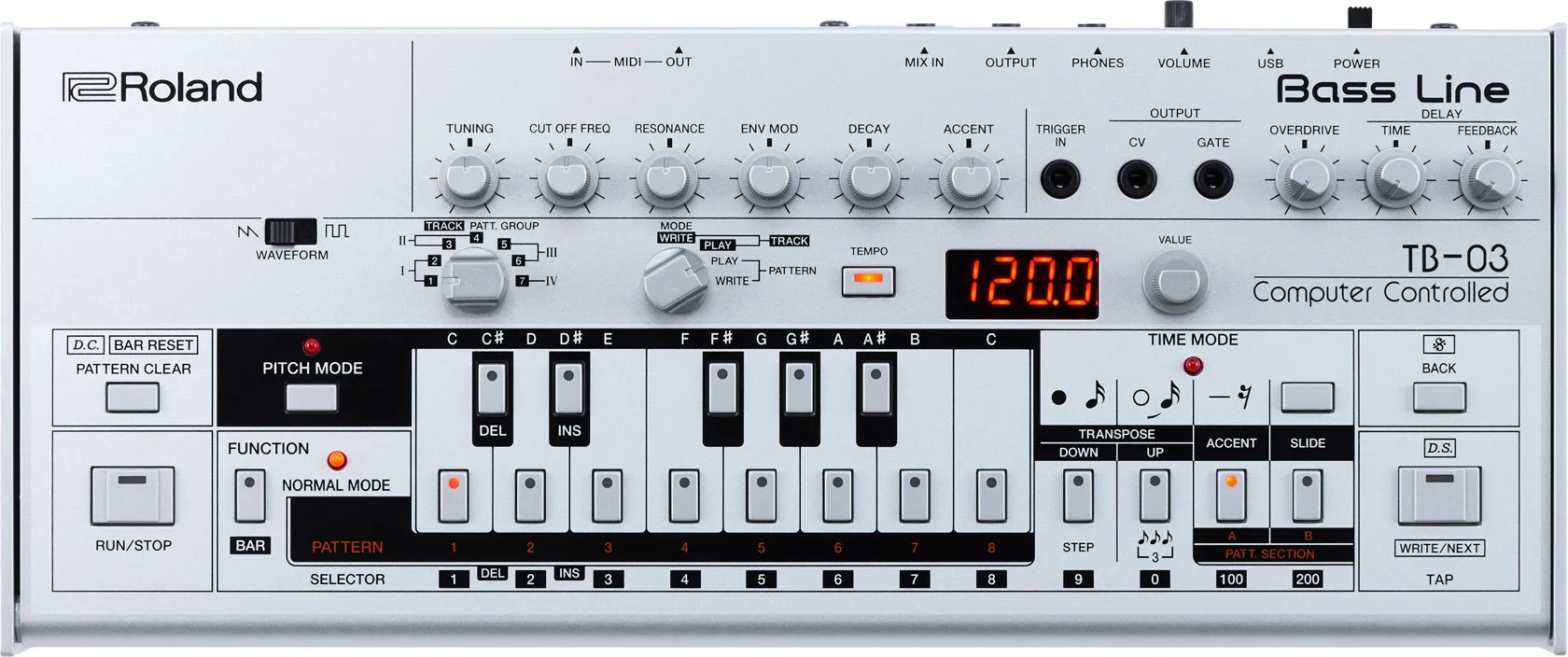 Roland TB-03 Front Panel View