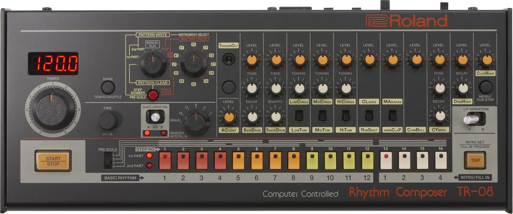 Roland TR-08 Front Panel View